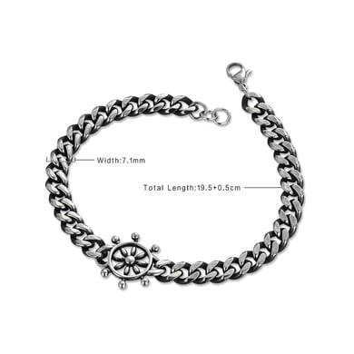 1 Paar einfache Serie lässige geometrische Edelstahl-Herrenarmbänder h5 Bild2