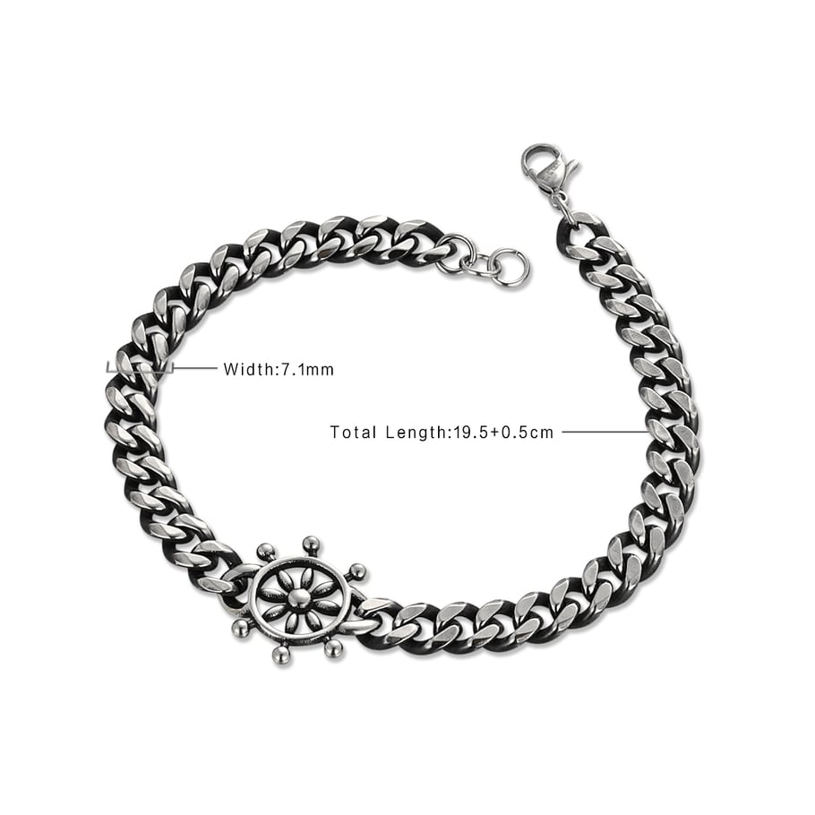 1 Paar einfache Serie lässige geometrische Edelstahl-Herrenarmbänder Bild2