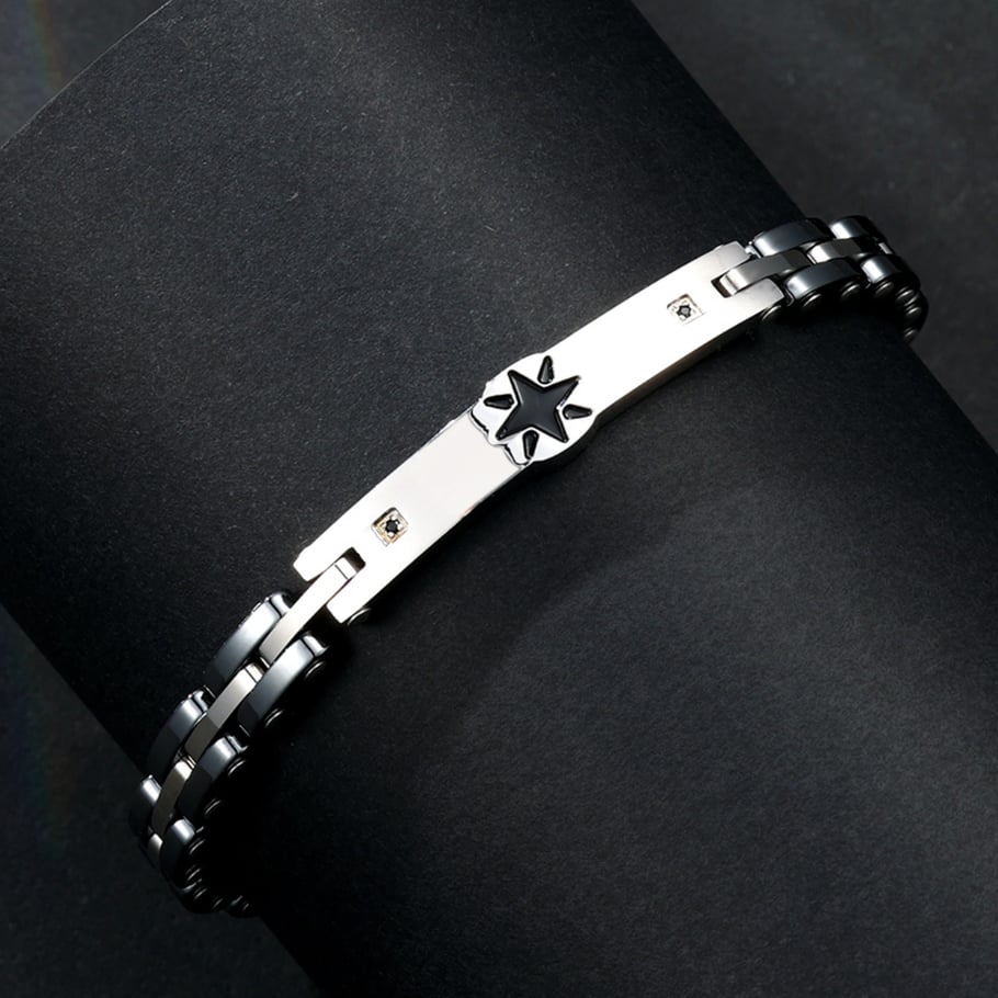 1 Paar einfache geometrische Edelstahl-Herrenarmbänder der Simple-Serie 