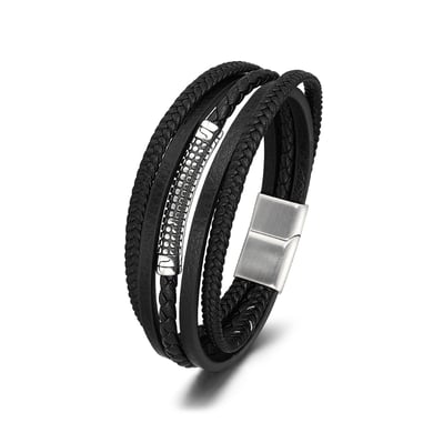 1 Paar Simple Series Retro Geometrische Lederarmbänder für Herren h5 