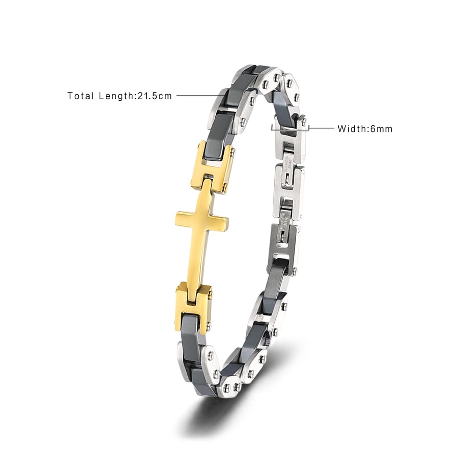 1 Paar Simple Series Simple Cross Edelstahl Herrenarmbänder Bild2