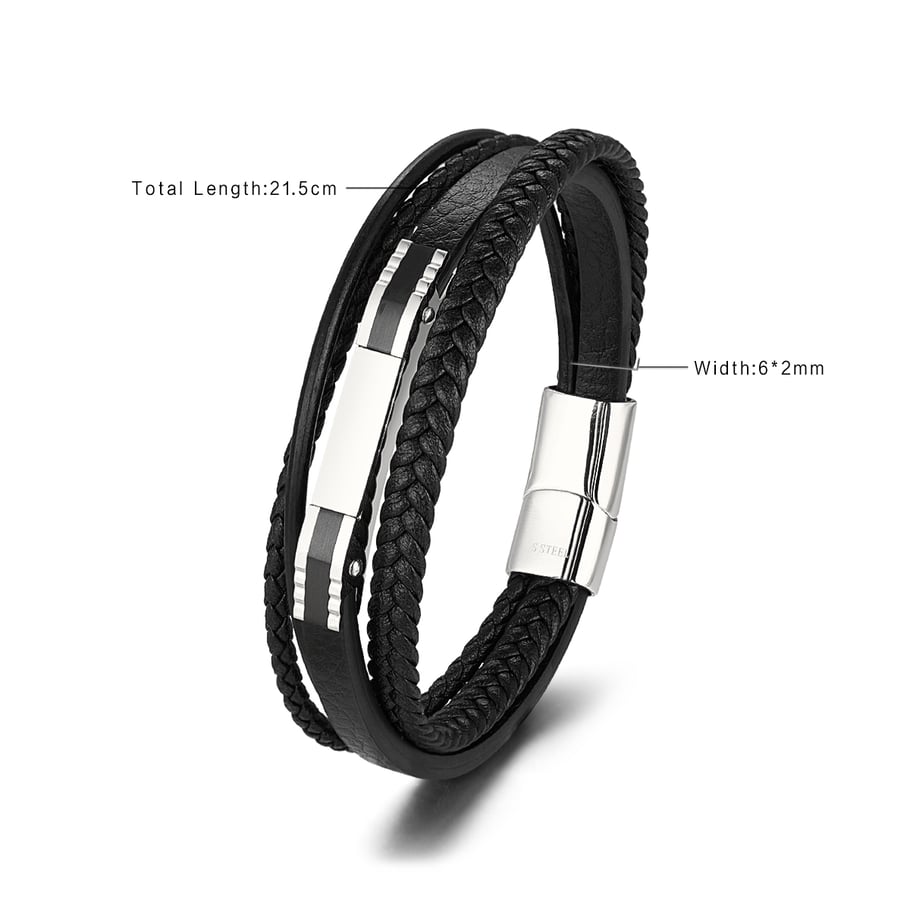 1 Paar Simple Series Retro Geometrische Lederarmbänder für Herren Bild2