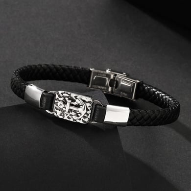 1 Paar Herrenarmbänder aus Leder im Retro-Stil der ethnischen Serie mit geometrischem Muster h5 