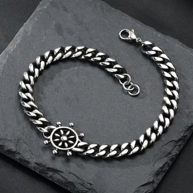 1 Paar einfache Serie lässige geometrische Edelstahl-Herrenarmbänder h5 