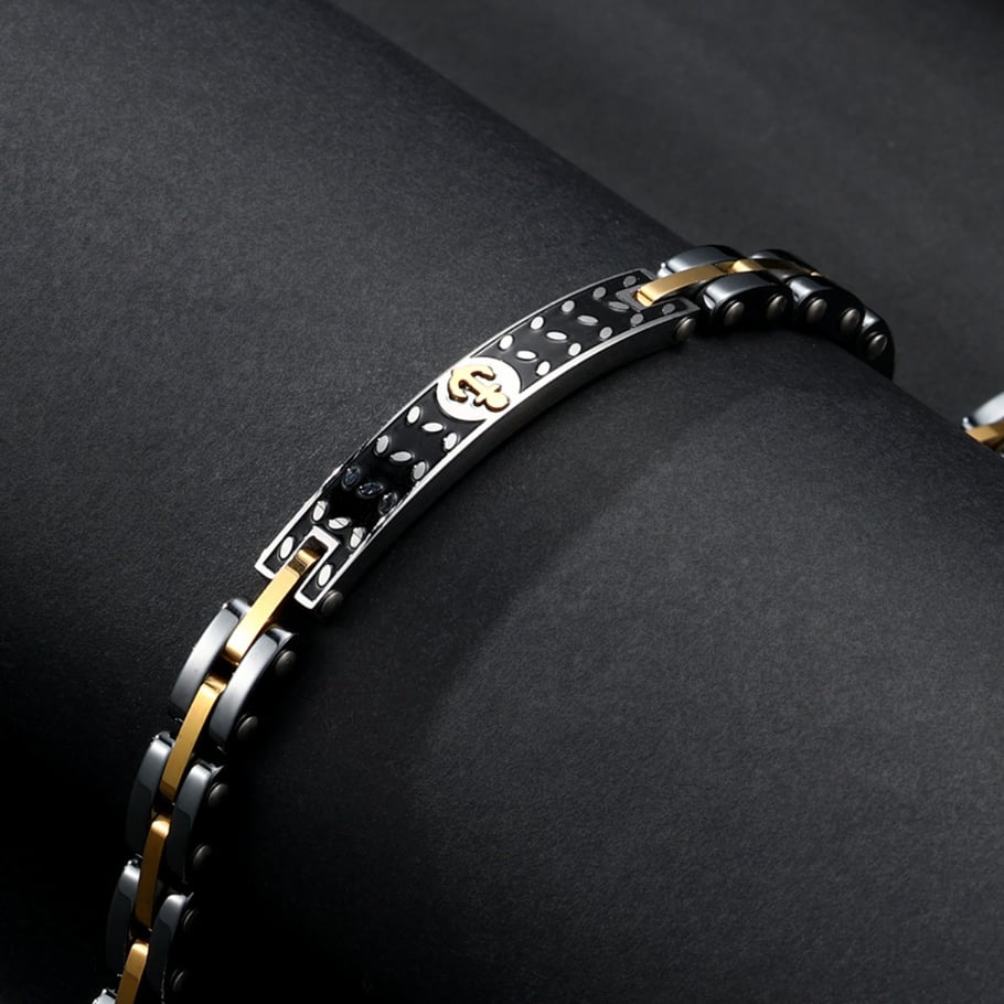 1 Pair Simple Series Retro Geometric Stainless Steel Men's Bracelets 