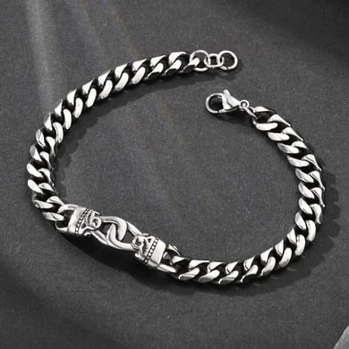 1 Paar Herrenarmbänder aus Edelstahl im Retro-Stil der Simple Series mit geometrischem Muster h5 