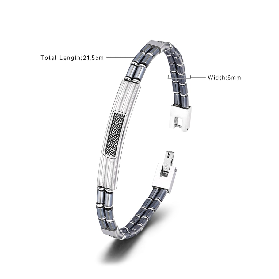 1 Paar einfache geometrische Edelstahl-Herrenarmbänder der Simple-Serie Bild2