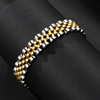 1 Paar Simple Series Klassische geometrische Herrenarmbänder aus Edelstahl h5 
