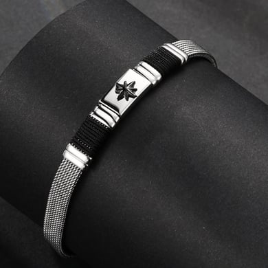 1 Paar einfache Serie lässige geometrische Edelstahl-Herrenarmbänder h5 