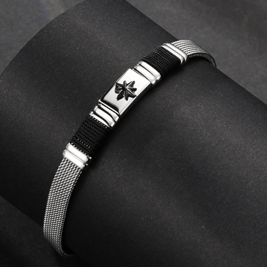 1 Paar einfache Serie lässige geometrische Edelstahl-Herrenarmbänder 