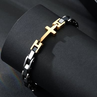 1 Paar Simple Series Simple Cross Edelstahl Herrenarmbänder h5 