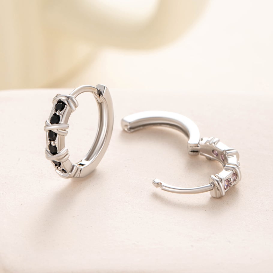 1 Piece Simple Series Simple Geometric Copper No Plating Material Zircon Women Hoop Earrings Picture2