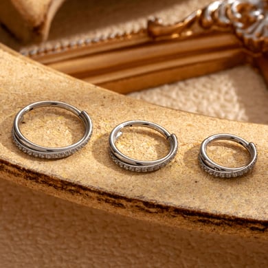 1 Pair Simple Series Classic Geometric Titanium Steel No Plating Material Zircon Women Hoop Earrings h5 Picture2