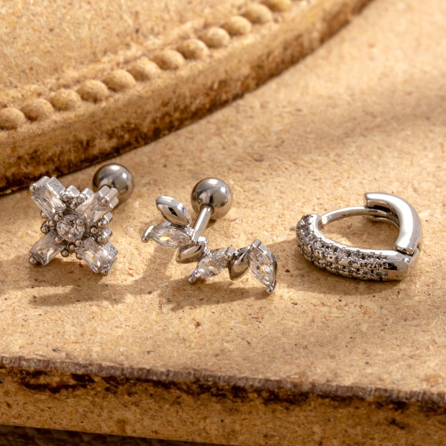 1 pieza de pendientes de botón de cobre con forma de corazón clásico, sin chapado, con circonitas para mujer h5Imagen2