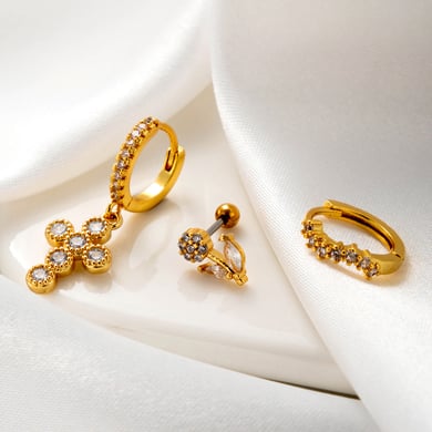 1 Pair Simple Series Classic Flower Copper No Plating Material Zircon Women Stud Earrings h5 Picture2