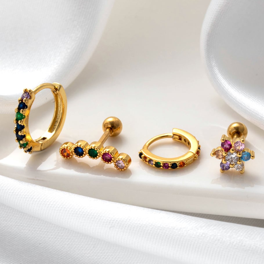 1 Pair Simple Series Simple Flower Copper No Plating Material Zircon Women Stud Earrings Picture2
