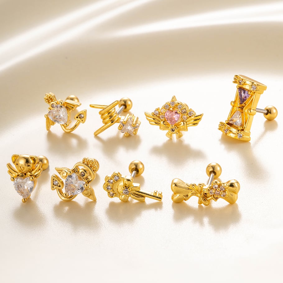 1 Pair Simple Series Classic Heart Titanium Steel No Plating Material Zircon Women Stud Earrings Picture2