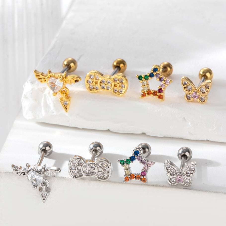 1 Pair Simple Series Classic Heart Titanium Steel No Plating Material Zircon Women Stud Earrings Picture2