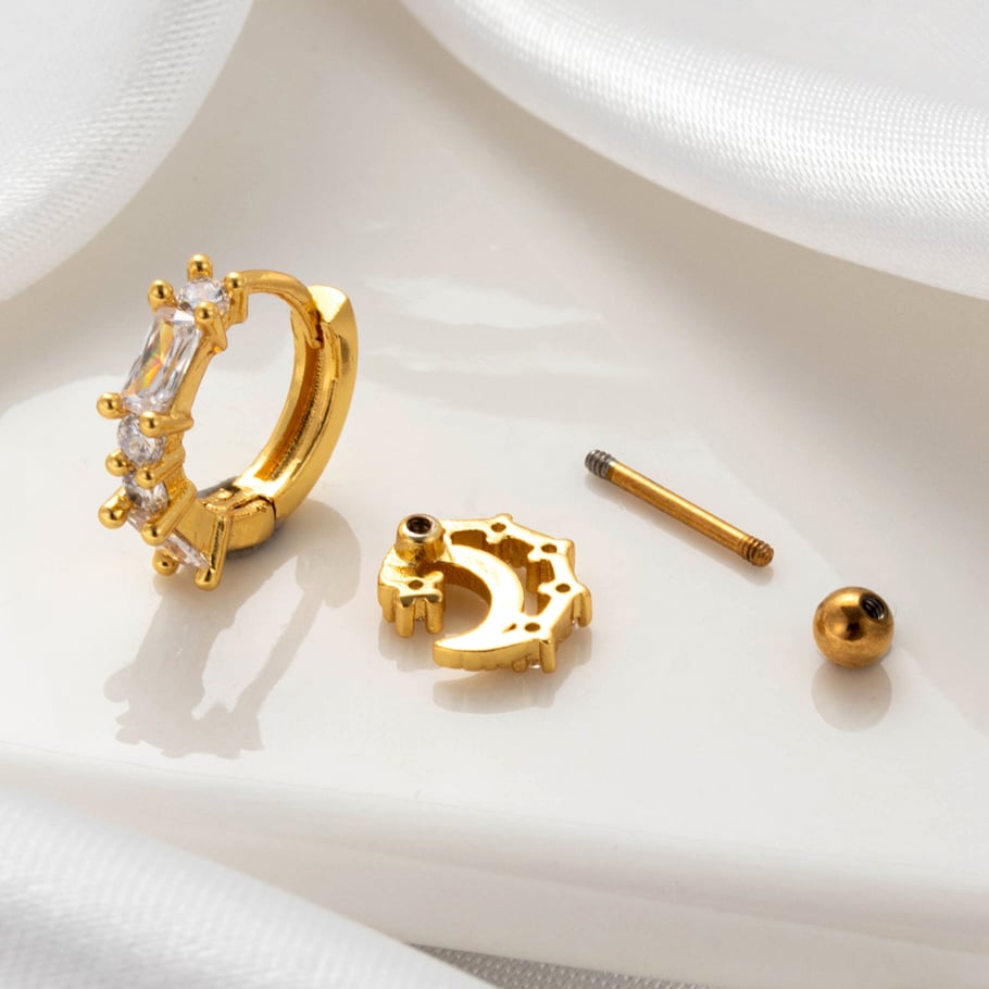 1 Piece Simple Series Classic Sun/Moon Copper No Plating Material Zircon Women Stud Earrings Picture2