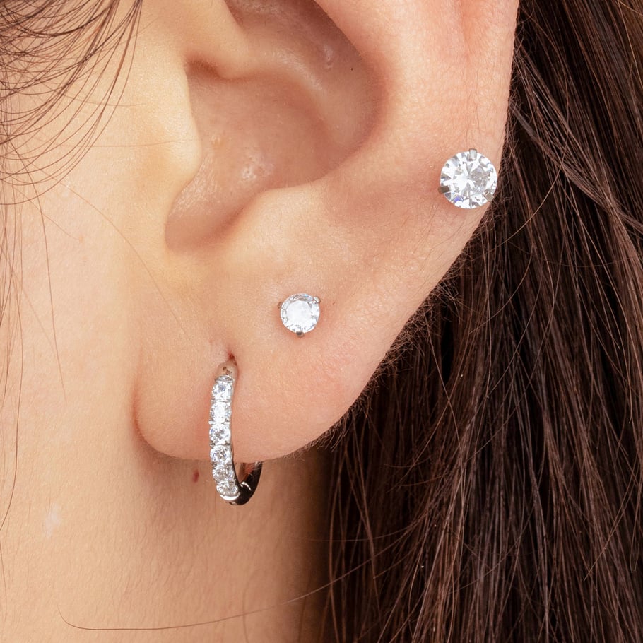 1 Paar Simple Series Klassische geometrische Titanstahl ohne Beschichtungsmaterial Zirkon Damen Ohrstecker 