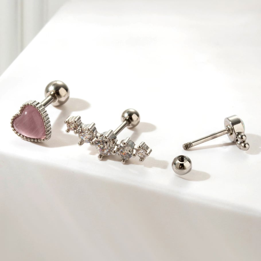 1 Piece Simple Series Classic Heart Titanium Steel No Plating Material Zircon Women Stud Earrings h5Picture2