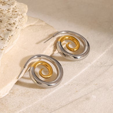 1 Pair Simple Series Europe and America Thread Stainless Steel 18K Gold Plated Women Stud Earrings h5 