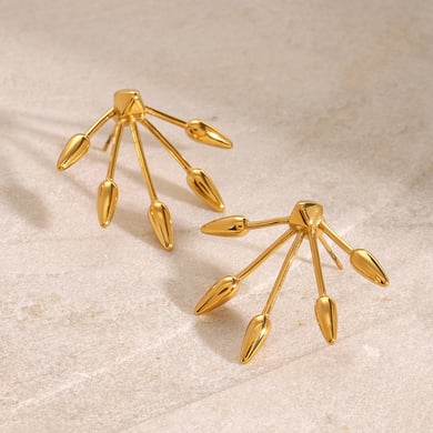 1 Pair Simple Series ins style line Stainless Steel 18K Gold Plated Women Stud Earrings h5 