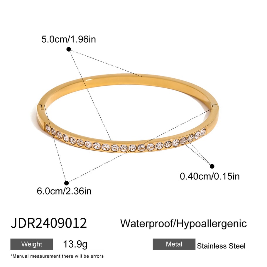 1 Piece Simple Series Europe and America Annular Stainless Steel 18K Gold Plated Rhinestone Women Bangles Picture2