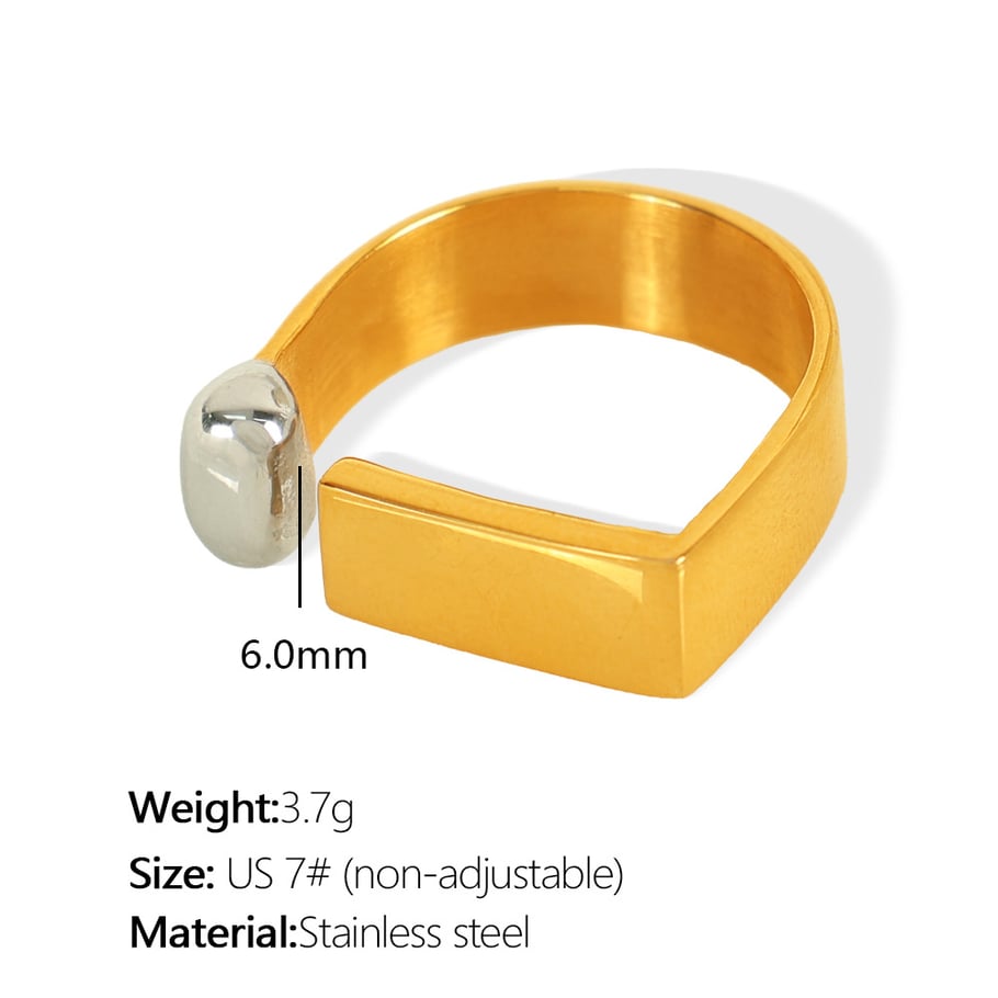 1 Pair Simple Series Simple Geometric Stainless Steel 18K Gold Plated Women Adjustable Rings Picture2