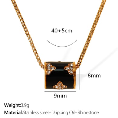 1 Piece Classic Series Retro Flower Stainless Steel 18K Gold Plated Rhinestone Women Pendant Necklaces h5 Picture2
