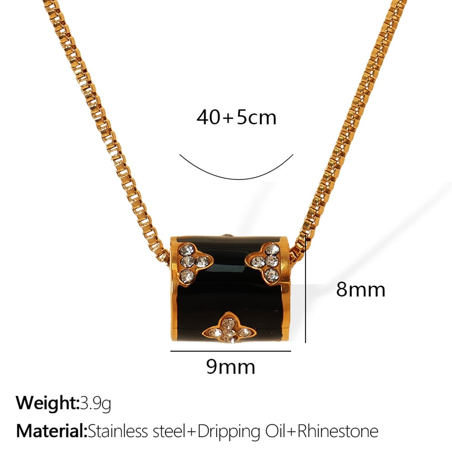 1 Piece Classic Series Retro Flower Stainless Steel 18K Gold Plated Rhinestone Women Pendant Necklaces Picture2