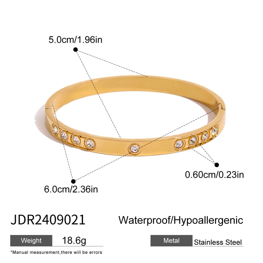 1 Piece Simple Series Europe and America round Stainless Steel 18K Gold Plated Rhinestone Women Bangles Picture2