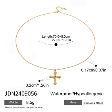 1 Piece Classic Series Europe and America Cross Stainless Steel 18K Gold Plated Rhinestone Women Pendant Necklaces h5 Picture2