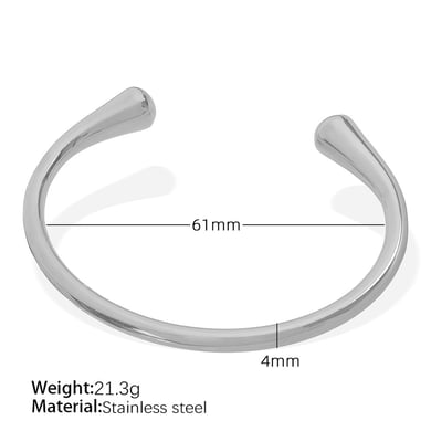 1 piece simple series simple solid color stainless steel  gold plated women bangles h5 Picture2