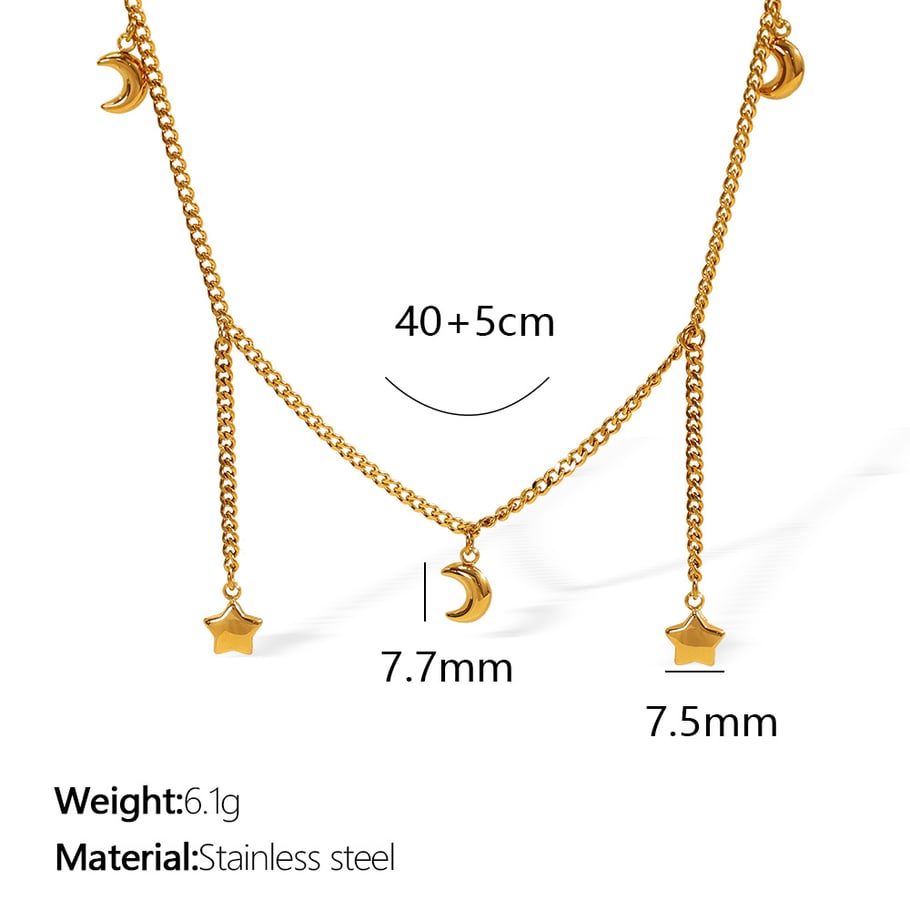1 Piece Simple Series Simple Sun/Moon Stainless Steel 18K Gold Plated Women Pendant Necklaces Picture2
