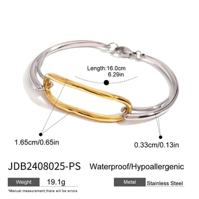 1 Piece Simple Series Europe and America Annular Stainless Steel 18K Gold Plated Women Bangles h5 Picture2