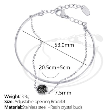 1 Stück Simple Series Einfache geometrische Edelstahl 18 Karat vergoldet Damen Charm Armbänder h5 Bild2