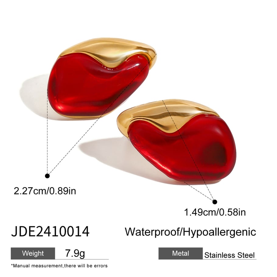 1 Pair Classic Series Europe and America oval Stainless Steel 18K Gold Plated Natural Stone Women Stud Earrings Picture2