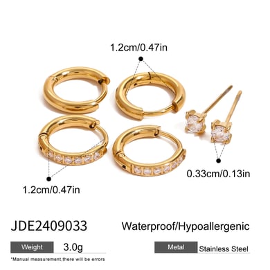 1 Paar Simple Series Europa und Amerika runder Edelstahl 18 Karat vergoldet Strass Damen Ohrringe Set h5 Bild2