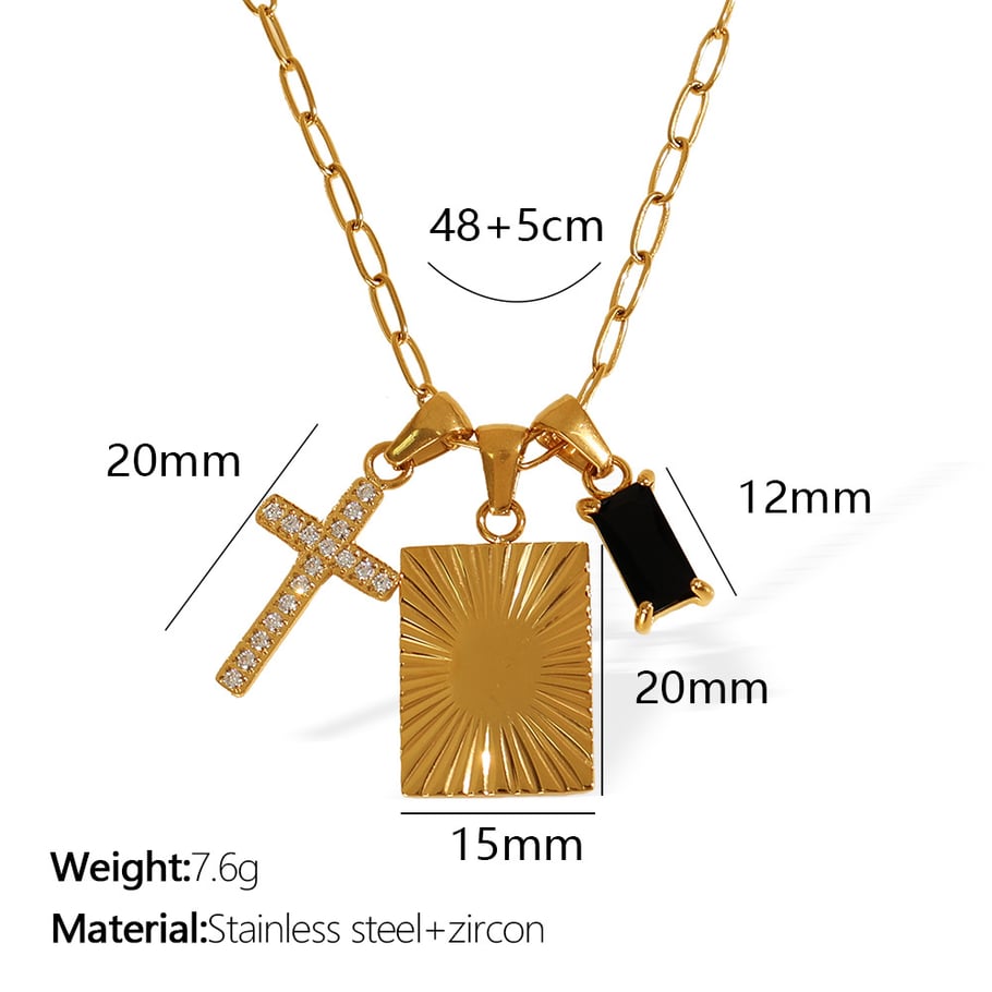 1 Piece Simple Series Simple Cross Stainless Steel 18K Gold Plated Zircon Women Pendant Necklaces Picture2