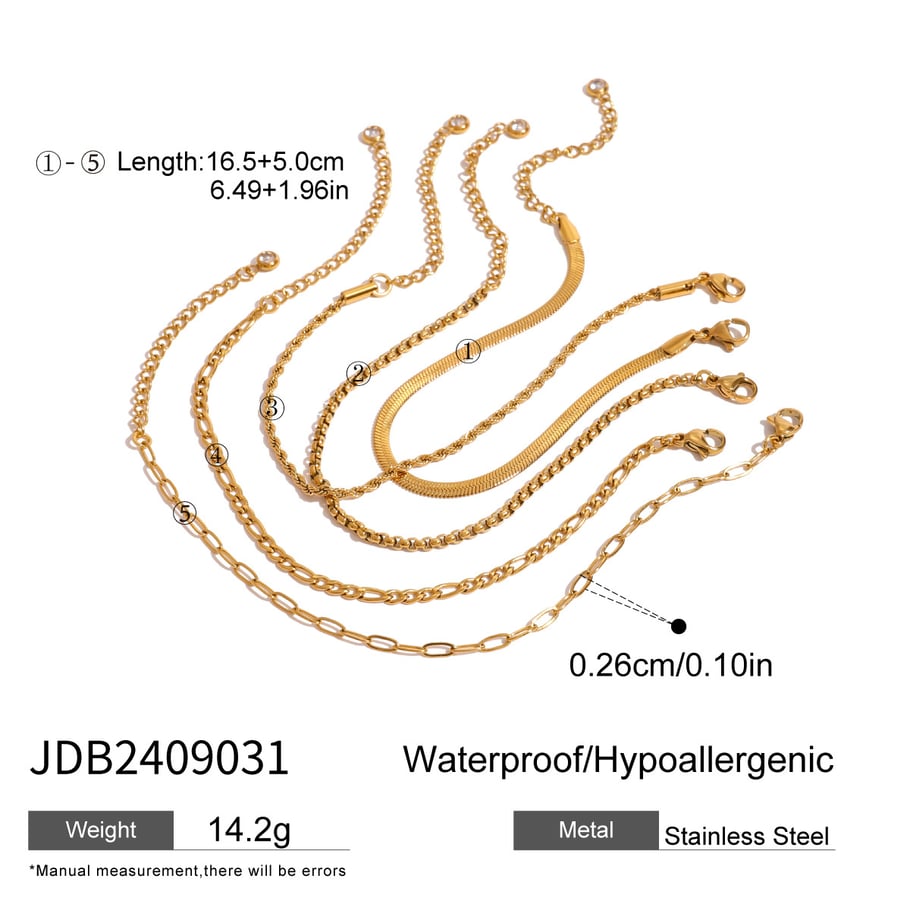 1 Piece Simple Series Europe and America line Stainless Steel 18K Gold Plated Women Chain Bracelets Picture2