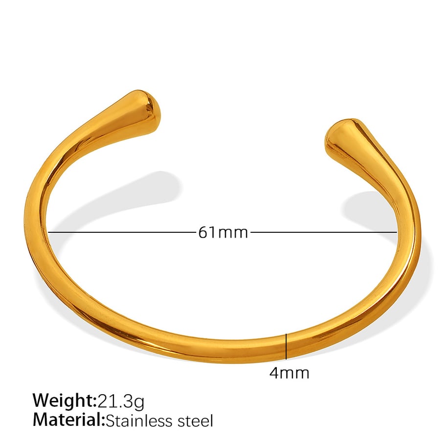 1 Piece Simple Series Simple Solid Color Stainless Steel 18K Gold Plated Women Bangles Picture2