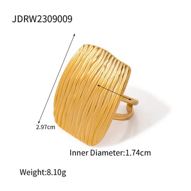 1 Pair Simple Series Europe and America quadrilateral Stainless Steel 18K Gold Plated Women Single Rings h5 Picture2