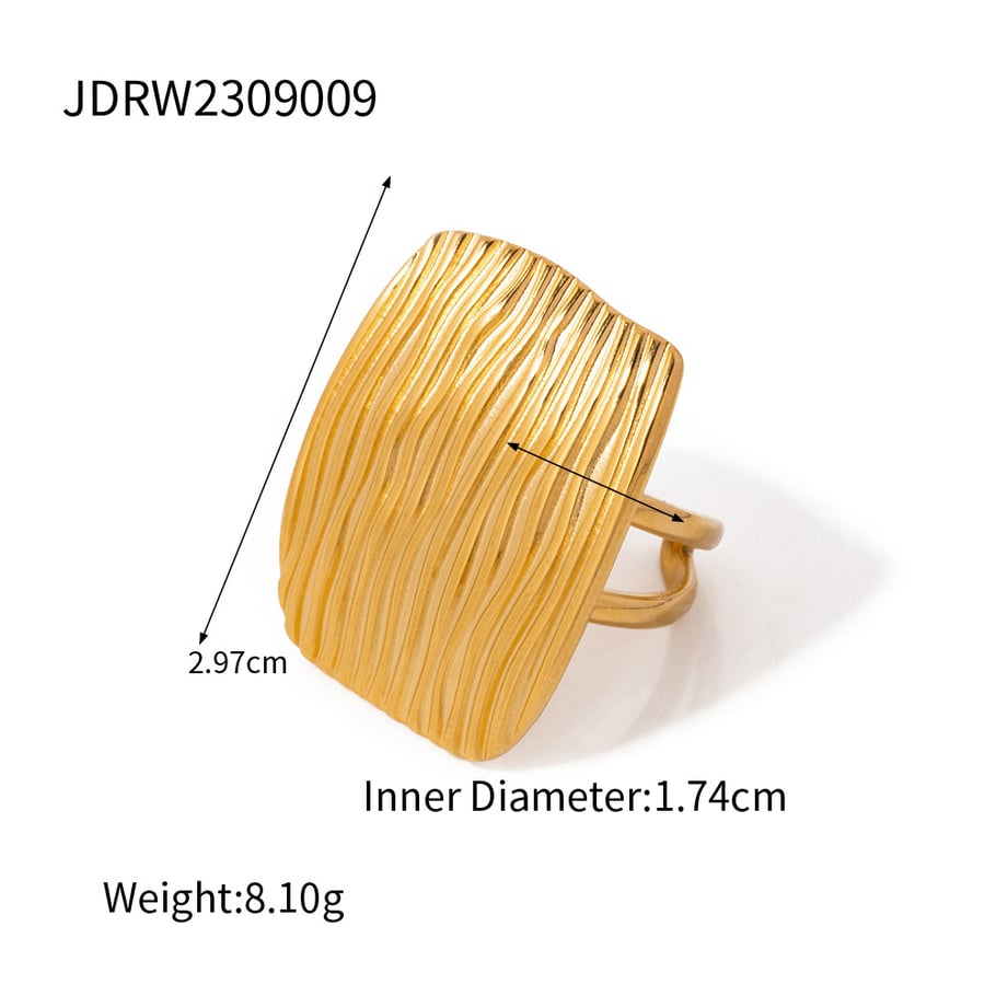 1 Pair Simple Series Europe and America quadrilateral Stainless Steel 18K Gold Plated Women Single Rings Picture2