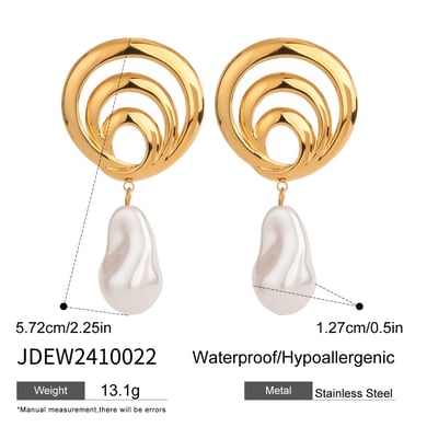 1 Pair Classic Series ins style Annular Stainless Steel 18K Gold Plated Artificial Pearl Women Drop Earrings h5 Picture2
