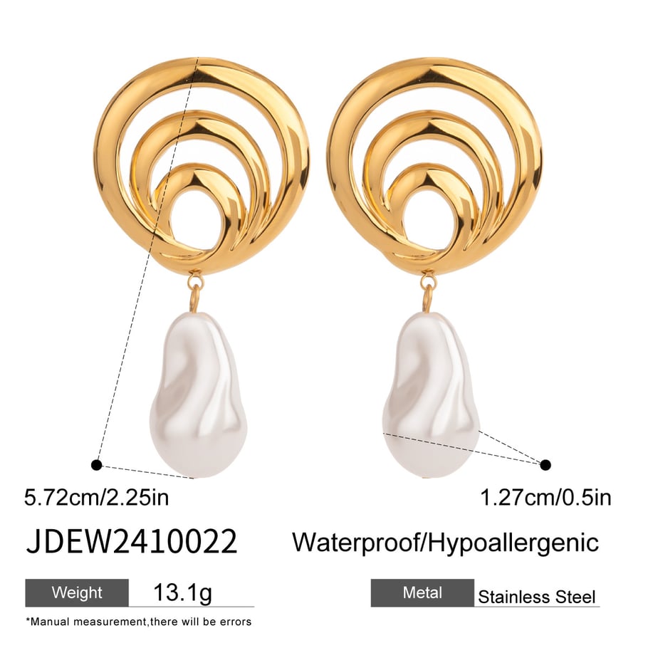 1 Pair Classic Series ins style Annular Stainless Steel 18K Gold Plated Artificial Pearl Women Drop Earrings Picture2