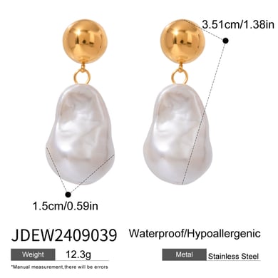 1 Pair Classic Series Europe and America oval Stainless Steel 18K Gold Plated Artificial Pearl Women Drop Earrings h5 Picture2