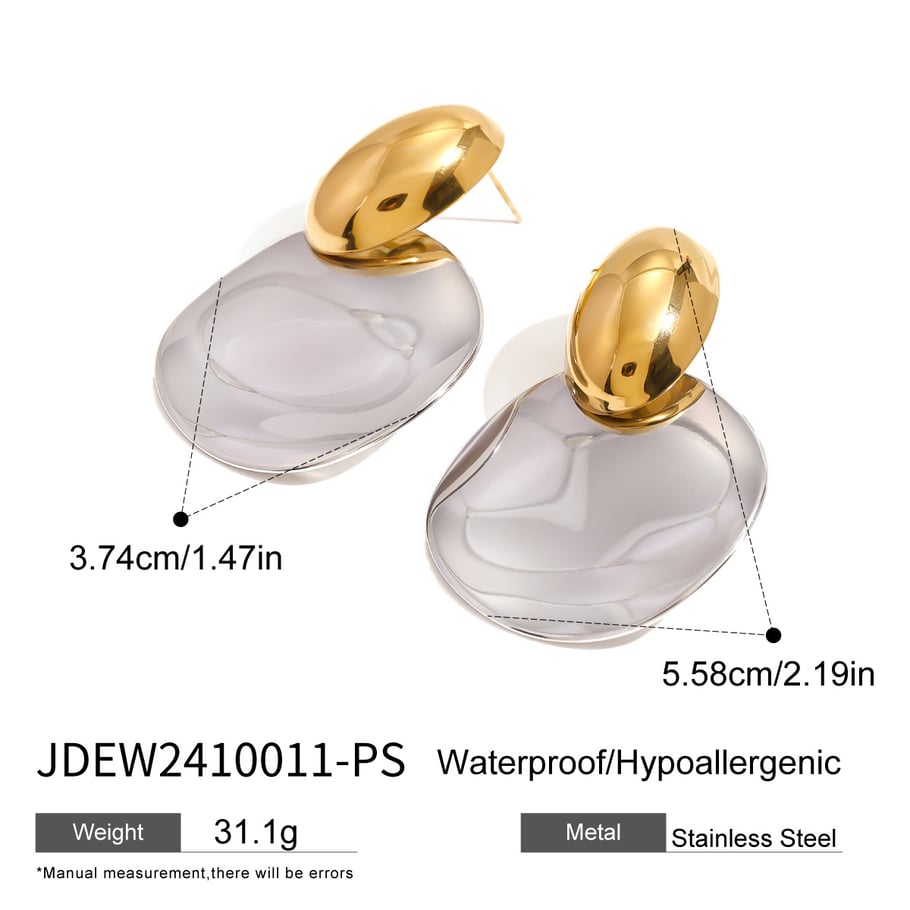 1 Pair Simple Series Europe and America round Stainless Steel 18K Gold Plated Women Stud Earrings Picture2