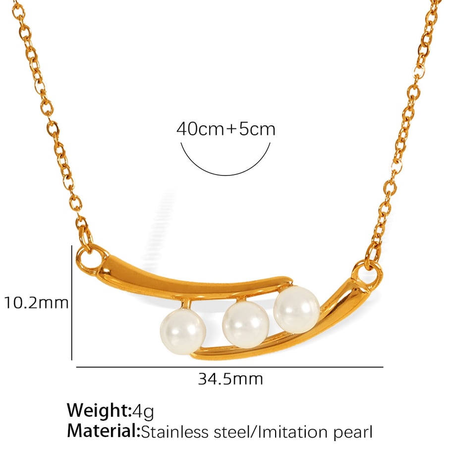 1 Stück Simple Series Retro Beads Edelstahl 18 Karat vergoldete Kunstperle Damen Anhänger Halsketten h5Bild2