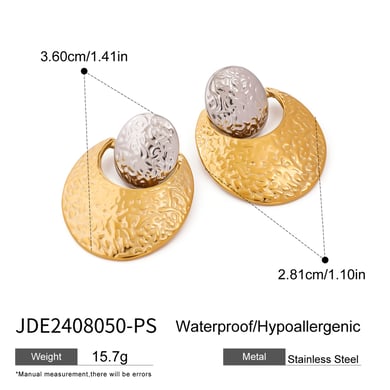 1 Pair Simple Series Europe and America round Stainless Steel 18K Gold Plated Women Stud Earrings h5 Picture2